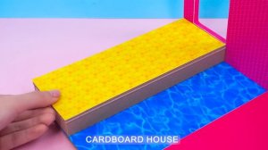 😻🏡Как сделать домик Hello Kitty с бассейном с горками из картона #Миниатюрный дом своими руками
