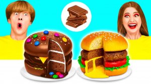 Челлендж. Шоколадная Еда vs Настоящая еда # Простые Кулинарные Рецепты от