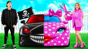 Розовая машина vs Черная машина Челлендж # Крутые Творческие Лайфхаки от PaRaRa Challenge