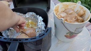 Готовим в Аэрогриле отдых на фазенде Печеные овощи с куриной голенью