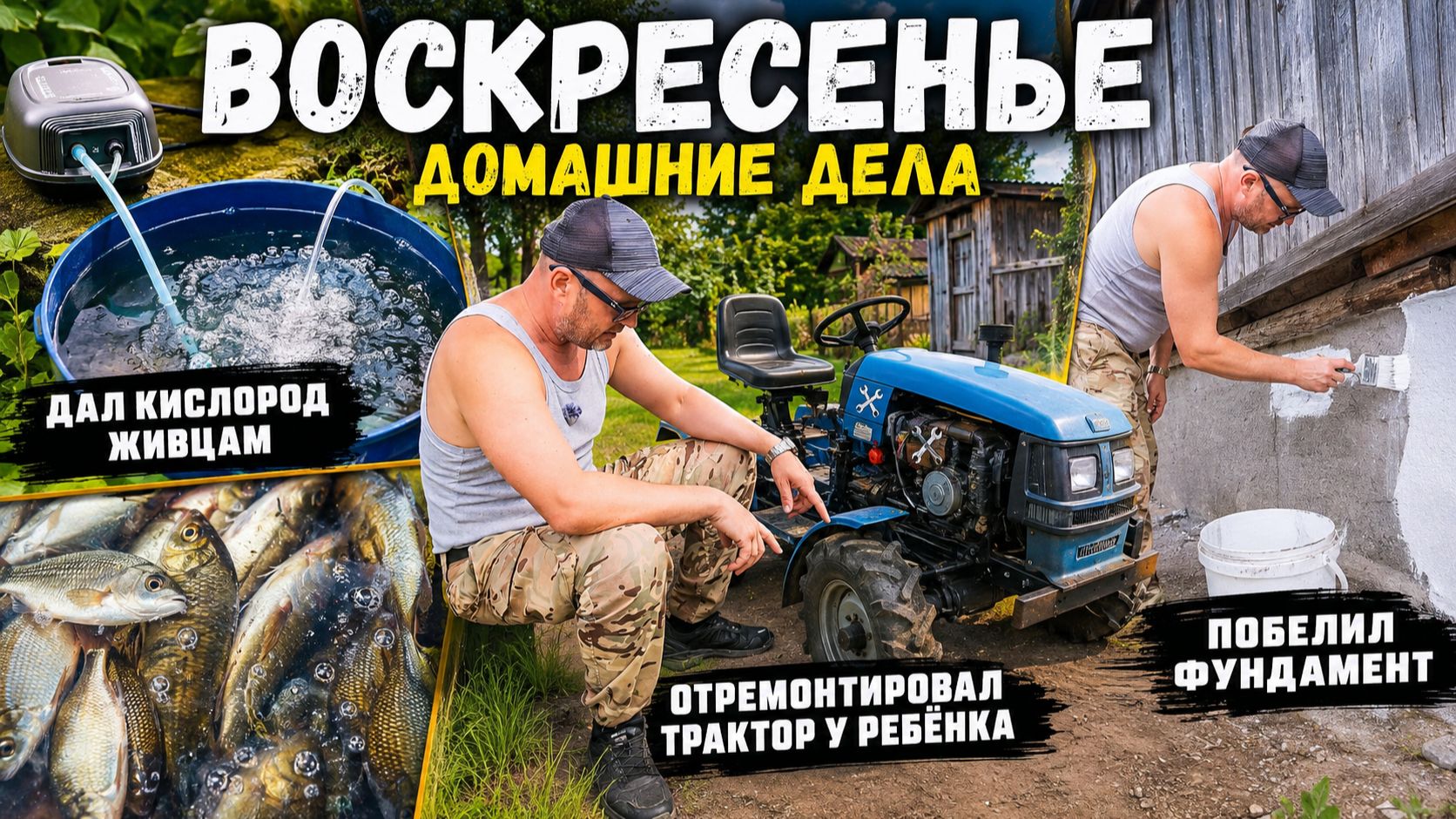 Весь день в делах! Ремонт трактора, живцы и побелка фундамента
