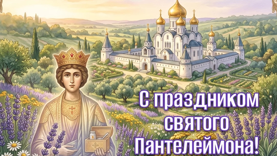 С днём святого Пантелеймона целителя. Красивая музыкальная открытка.