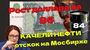 Доллар растет на 86,  качели нефти 80- 100, газ, Мосбиржа  отскок вверх, ЗОЛОТО поднялось, BTC, Озон