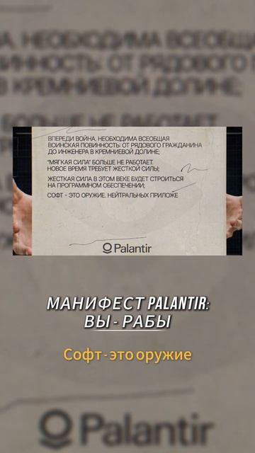 МАНИФЕСТ PALANTIR: ВЫ - РАБЫ #Панченко