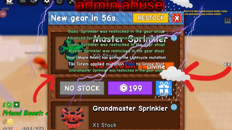 ADMIN ABUSE GROW A GARDEN+STOCK GEAR, SEED, EGGS!