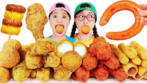 Жареная куриная колбаска Мукбанг