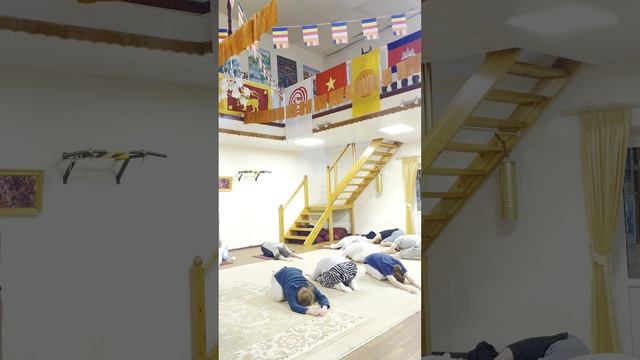Упражнения для позвоночника Йога терапия на ретрите Випасана