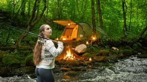 Два дня у бурной реки: рыбалка, водопад и костёр