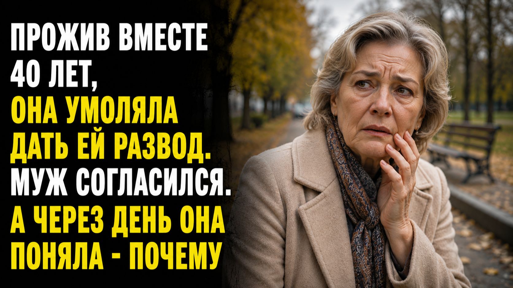 Прожив вместе 40 лет, она умоляла дать ей развод. Муж согласился. А через день она поняла - почему