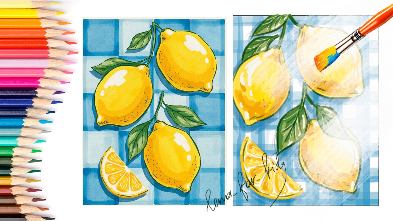 ЛИМОНЫ 🍋🍋 рисуем / Урок рисования для детей