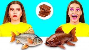 Челлендж. Шоколадная Еда vs Настоящая еда # Потрясающие Кухонные Хитрости от KiKi Challenge