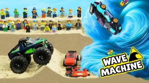 Волновая машина против шоу монстр-траков в городе LEGO: прорыв дамбы цунами