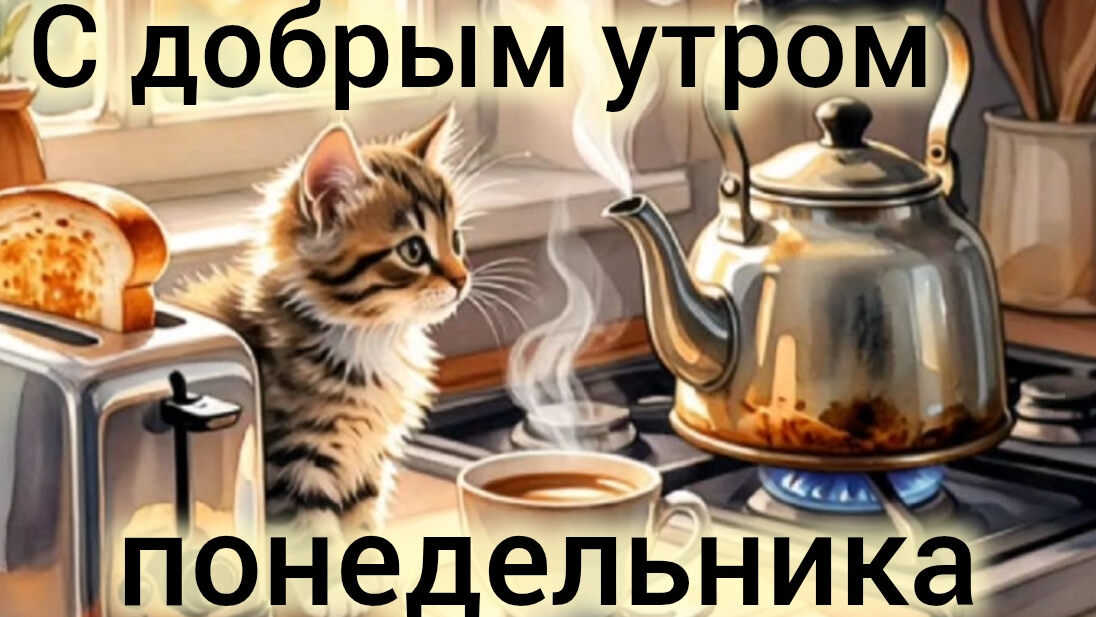 С добрым утром понедельника. Красивая музыкальная открытка.
