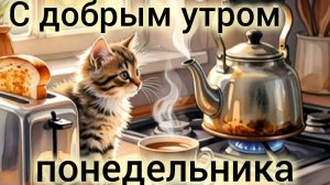 С добрым утром понедельника. Красивая музыкальная открытка.