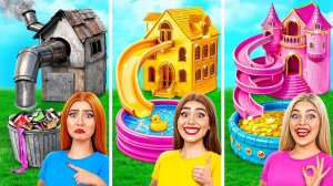 Домики Одного Цвета Бедная vs Богатая vs Ультра Богатая # Смешные Челленджи