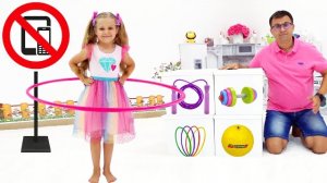 Диана и папа учатся веселиться и играть в разные игры дома