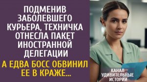 Истории из жизни Подменив заболевшего курьера, техничка отнесла пакет иностранцам… А едва босс…