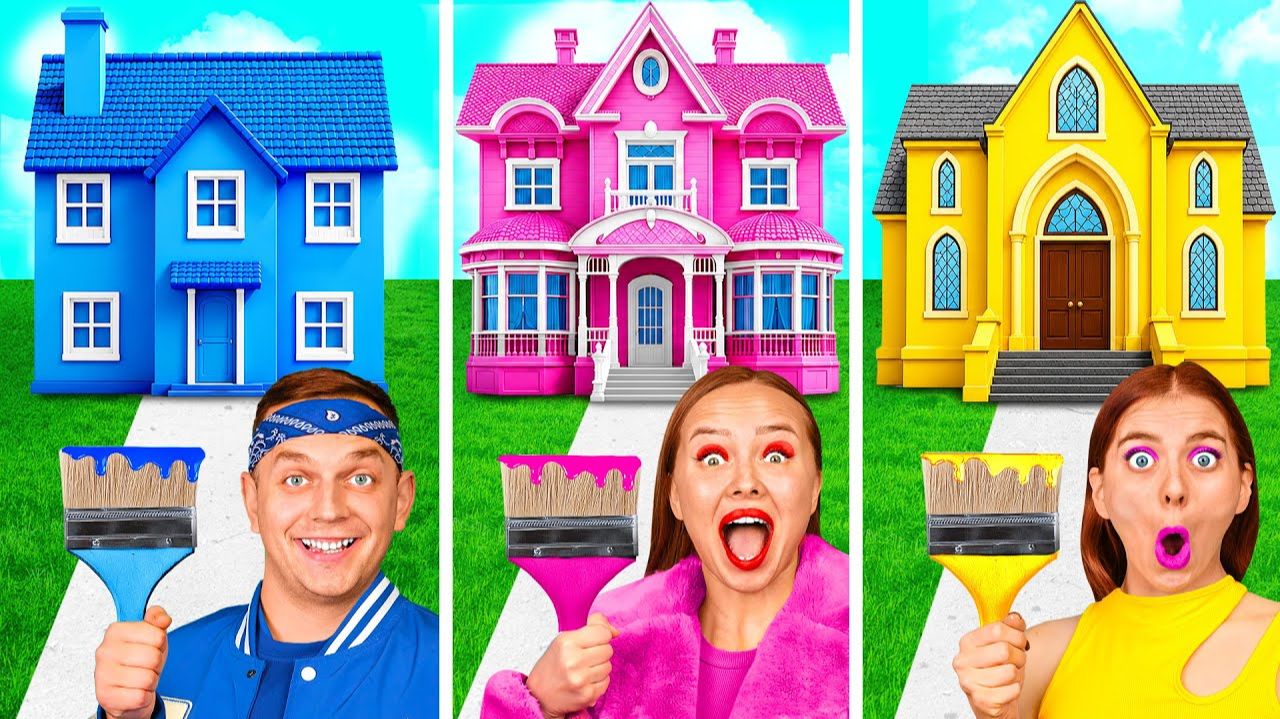 Домики Одного Цвета Челлендж # Крутые Творческие Лайфхаки Fun Challenge