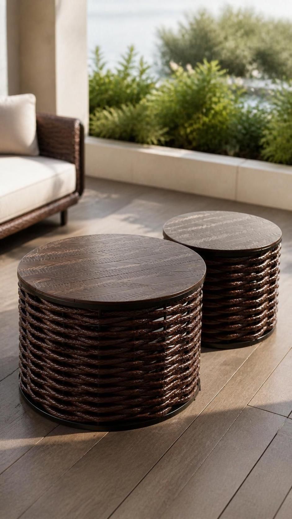 омплект уличных журнальных столиков DeckWOOD Dual два стола из полимерной лозы