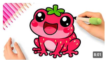 КАК НАРИСОВАТЬ ПРОСТУЮ КЛЮБНИЧНУЮ КАВАИ-ЛЯГУШКУ 🍓🐸