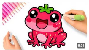 КАК НАРИСОВАТЬ ПРОСТУЮ КЛЮБНИЧНУЮ КАВАИ-ЛЯГУШКУ 🍓🐸