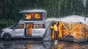 Ночь в лесу под ливнем: уют в доме на колёсах