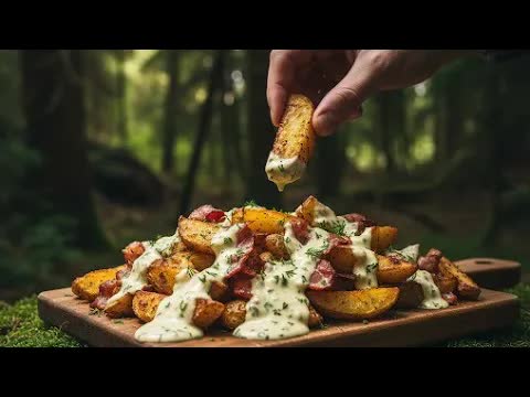 Хрустящая картошка с беконом на костре