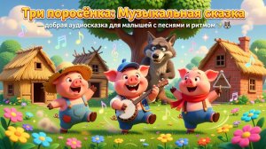 🐷🐷🐷🎶 Три поросёнка: Музыкальная сказка — добрая аудиосказка для малышей с песнями и ритмом ✨🐺