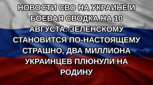 Новости СВО на Украине и боевая сводка на 10 августа: Зеленскому становится по-настоящему страшно,