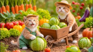 Мама-кошка подстригает шерсть на ферме и делает тигровую шапку для котят дома🐾🎩🐯