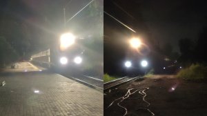 Поздно вечером! Электропоезд ЭП2ДМ-0281 «Диоскурия» и тепловоз 2ТЭ116У-0233 с пассажирским поездом.