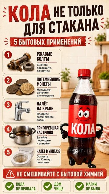 Ты не знал, а это работает. Coca Cola поможет. 5 бытовых применений