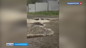 В Уфе мощный ливень смывал асфальт, а ураганный ветер срывал заборы и окна