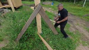 Купил заброшенный дом в деревне ! Строим гараж-навес ! Стойки готовы ! №149