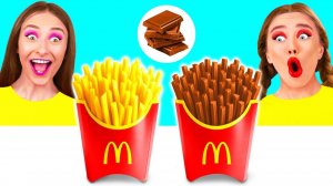 Челлендж. Шоколадная Еда vs Настоящая еда # Смешные Ситуации на Кухне от