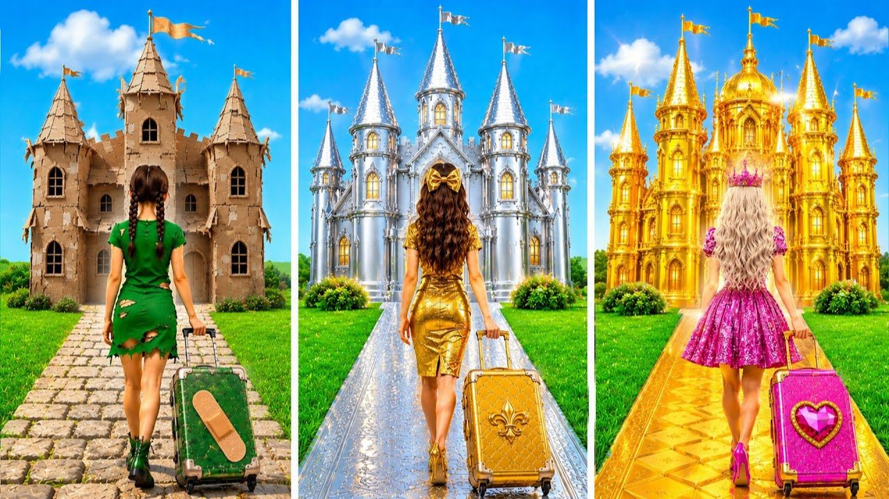 Картонный Vs Золотой Vs Серебряный Челлендж с Декором Комнаты