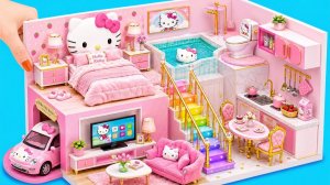🌈Сделайте секретный дом мечты Hello Kitty с радужной лестницей и крытым бассейном#Миниатюрный д