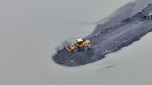 Amazing Project!! SHANTUI Bull Dozer Pushing Stone Skill Filling The Lake With 25T Dump Trucks