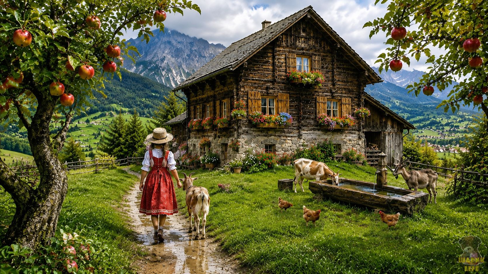 Деревня Хайди в Швейцарии 🇨🇭 Прогулка по сказочной деревне в Альпах 4K | Путешествие по Швейцарии