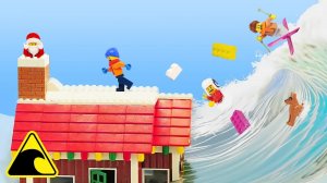 Волновая машина против зимней деревни: эксперимент с прорывом плотины LEGO и цунами