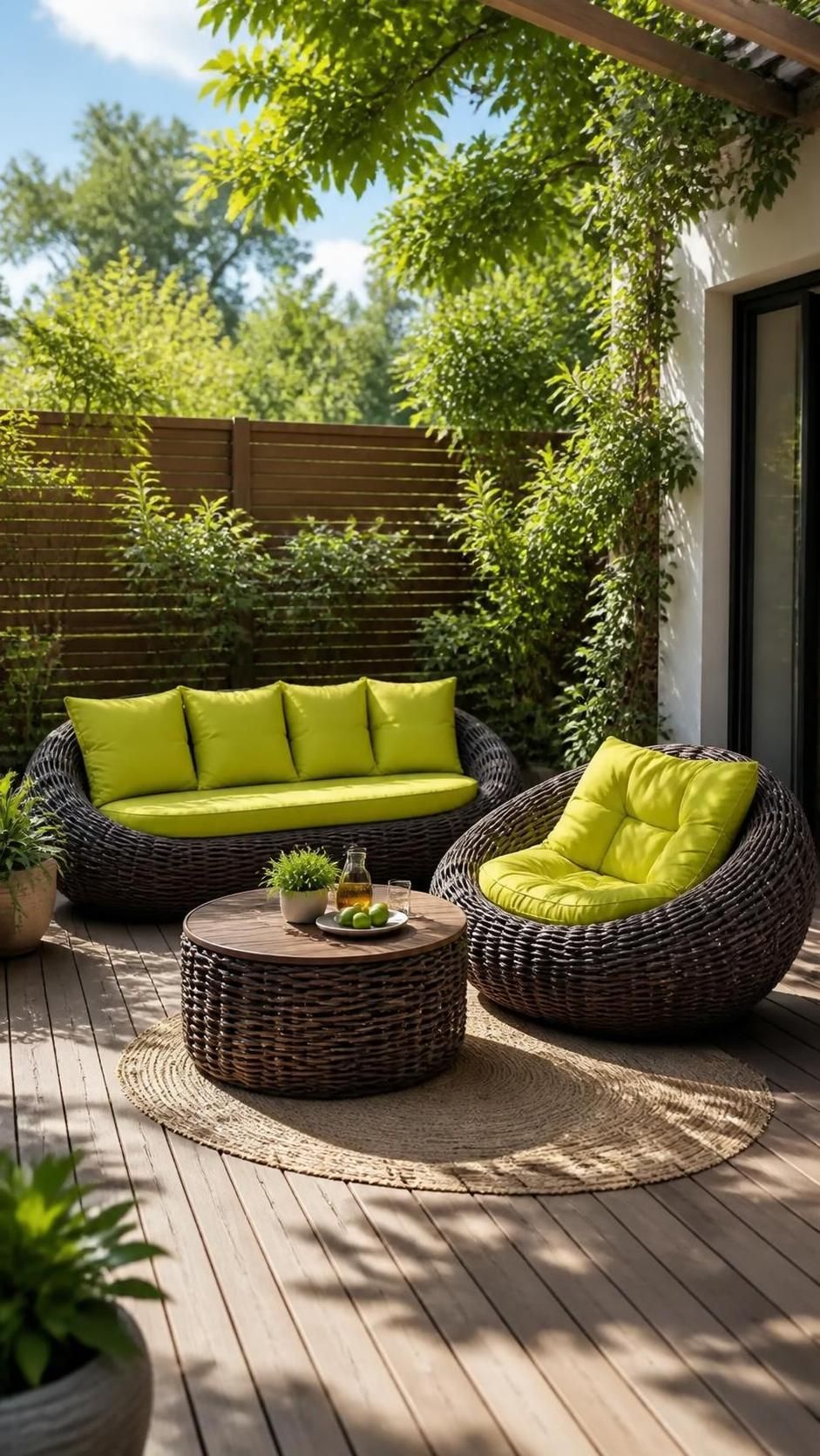 Плетеная мебель для сада DeckWOOD NEST диван кресло и кофейные журнальные столики Dual