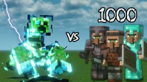 Заряженный Крипер-мутант против 1000 жителей деревни-стражи ｜ Minecraft