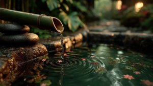 Звуки воды для сна 🌿 Дзен-фонтан, пение птиц и расслабляющая музыка | 4+ часа