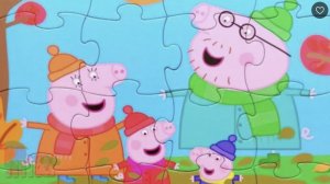 Семья Свинки Пеппы играет в большой луже - собираем пазлы для детей Peppa Pig