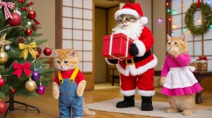 🎅😻 Мама и папа-кот становятся Сантой, чтобы удивить своего котенка — самое трогательное Рождест