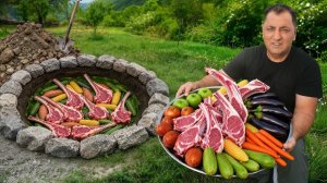 Гигантская подземная земляная печь! Готовим примитивный мясной пир