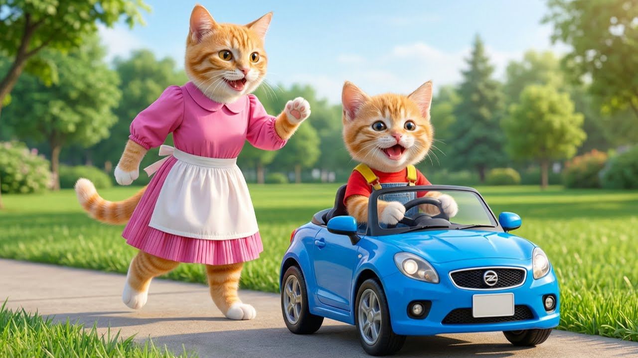 💖🚗 От любви до смеха# мама-кошка покупает суперкар, чтобы мечта ее котенка сбылась!🐱✨