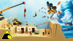 Эксперимент с прорывом дамбы цунами — карьер LEGO City — разрушение волновой машиной