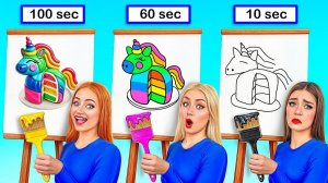 10 Секунд vs 60 Секунд vs 100 Секунд Челлендж Рисунков