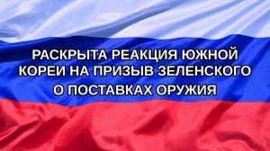 |Н. РФ| Раскрыта реакция Южной Кореи на призыв Зеленского о поставках оружия